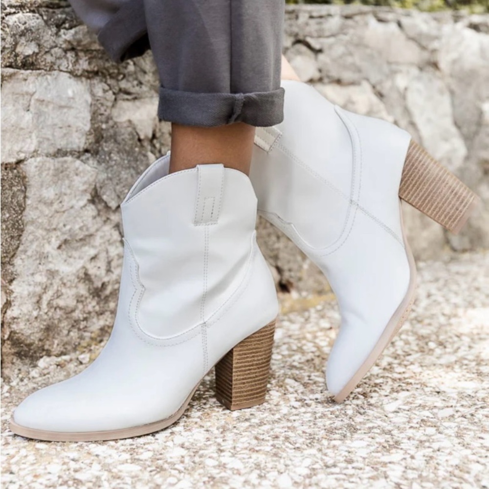 White ankle cowboy boot